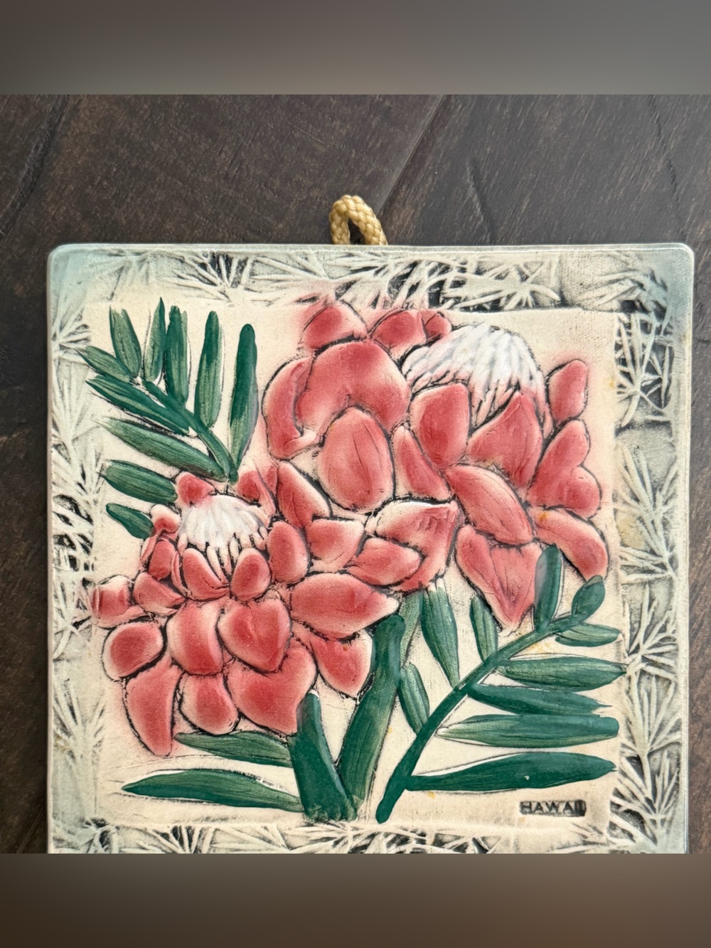 Vintage Kona, Hawaii wall hanging/trivet handmade